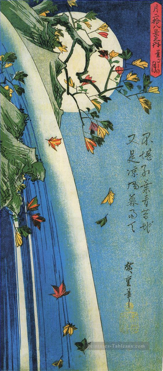 la lune sur une cascade Utagawa Hiroshige japonais Peintures à l'huile